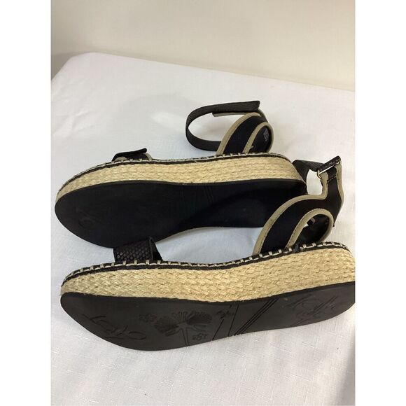 OTBT Women’s Leather and Textile Platform Black Sandal Size 8 - Picture 5 of 7